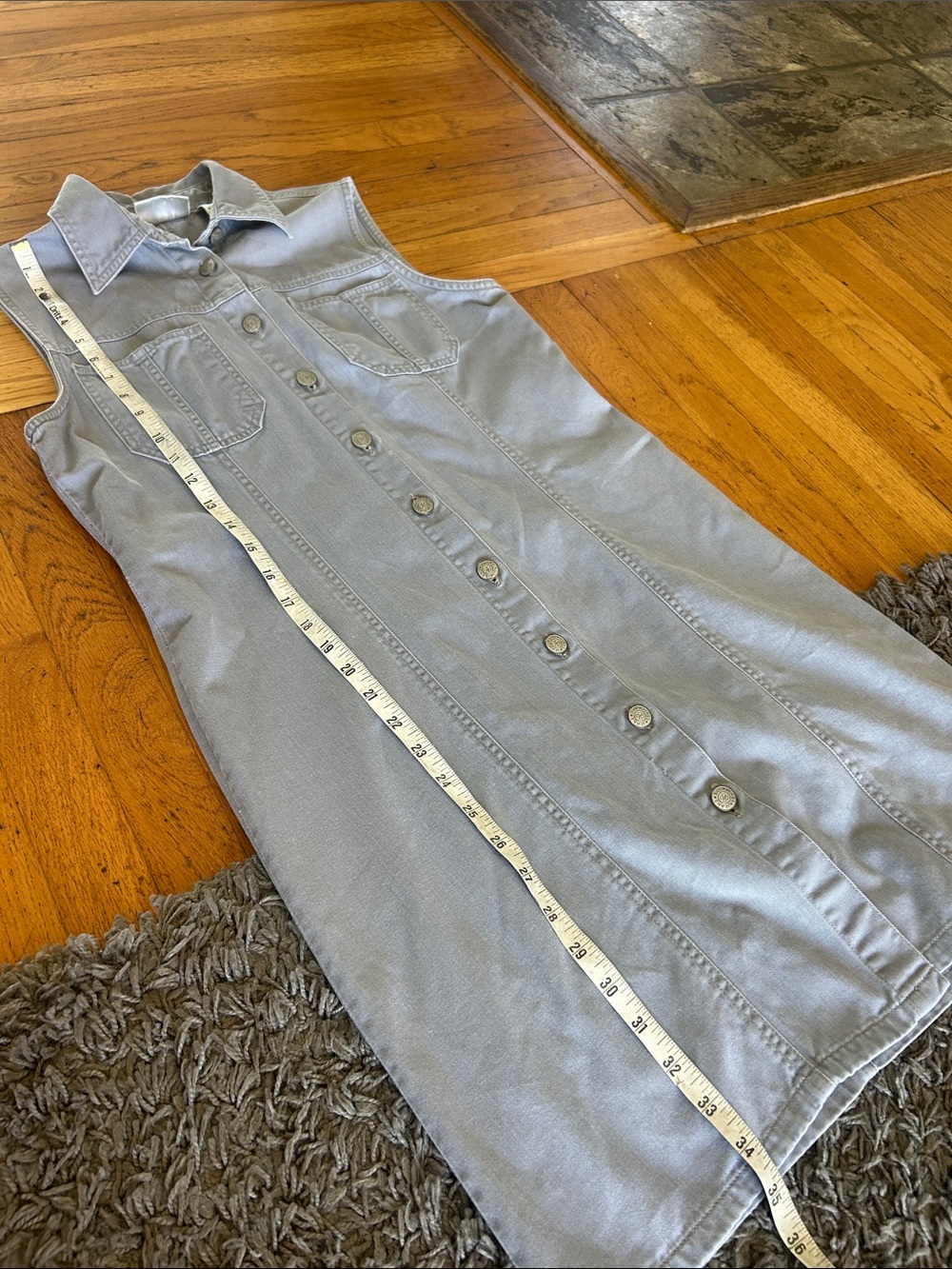 Bill Blass Jeans Vintage Sleeveless Button-Front Denim Dress in Light Gray Sz 8 - Picture 8 of 9